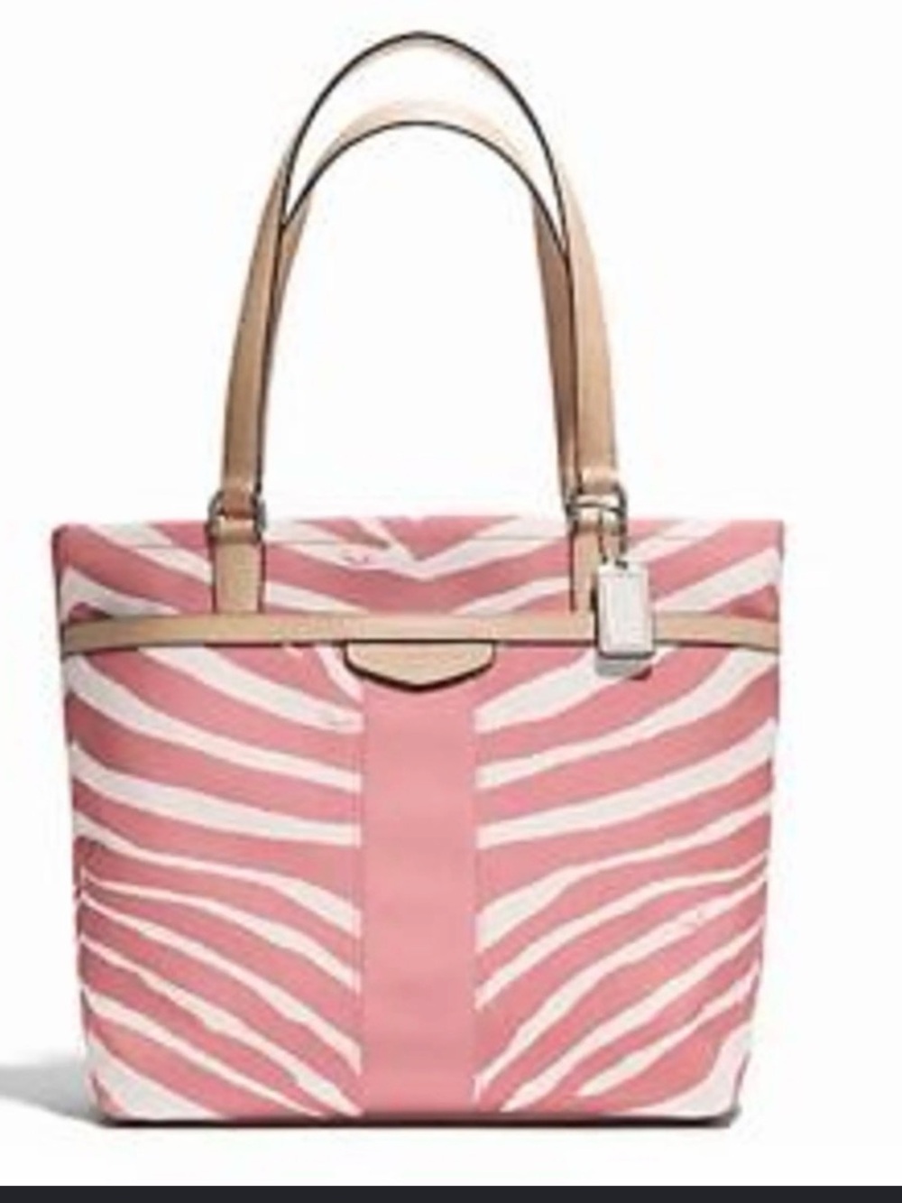 Coach  Zebra-Print Tote bag with zipper.